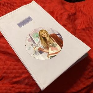 Never used lilac Hannah Montana plastic Velcro close lunch bag 10” x 6” x 4”